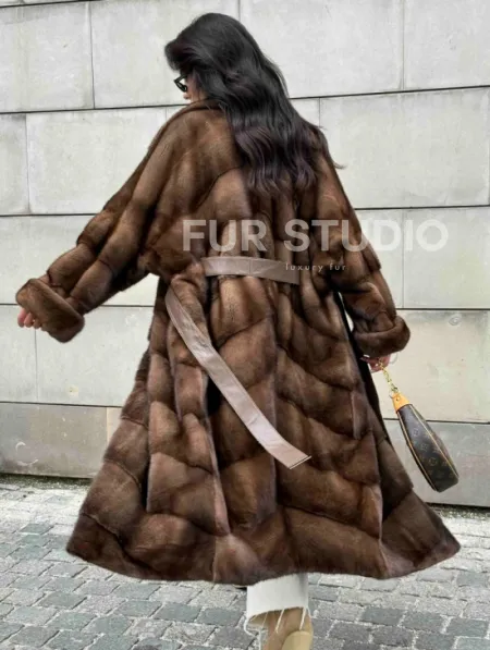 Кимоно шуба английский воротник - цвет соболь - фото 7