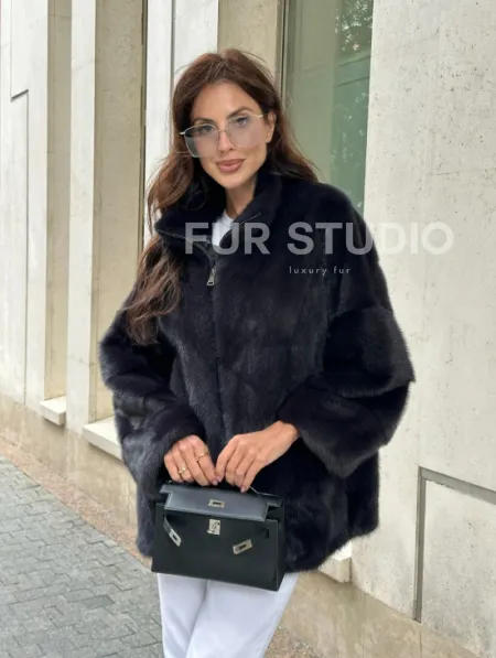 Норковый полушубок - графит - фото 5