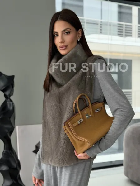 Манишка норковая серая - фото 16