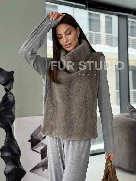 Манишка норковая серая - фото 23