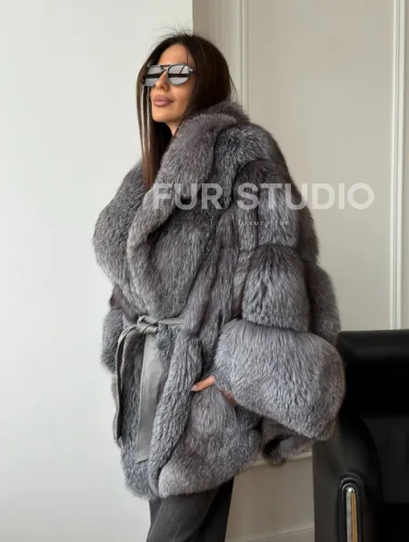 Шуба - пончо из лисы - фото 12