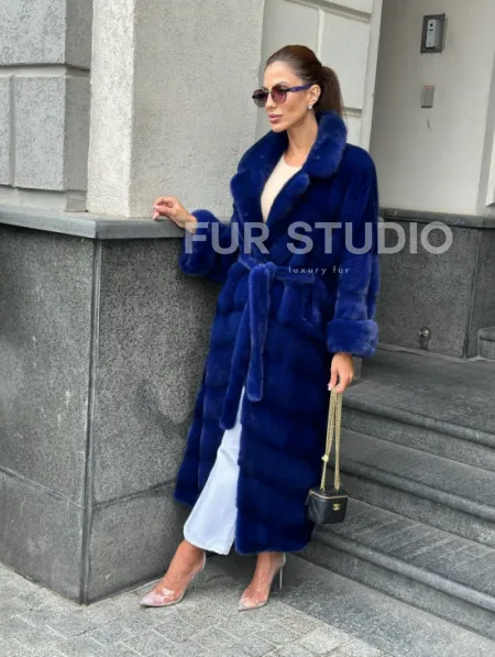 Норковая шуба - цвет электрик - фото 6