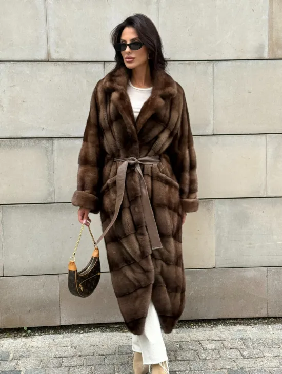 Кимоно шуба английский воротник - цвет соболь - фото 9