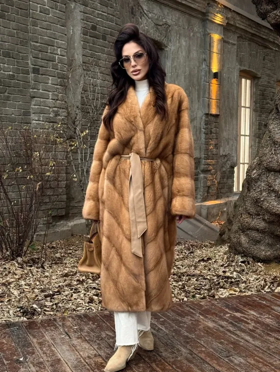 Шуба кимоно из аукционного меха норки GOLDEN COLLECTION - фото 7