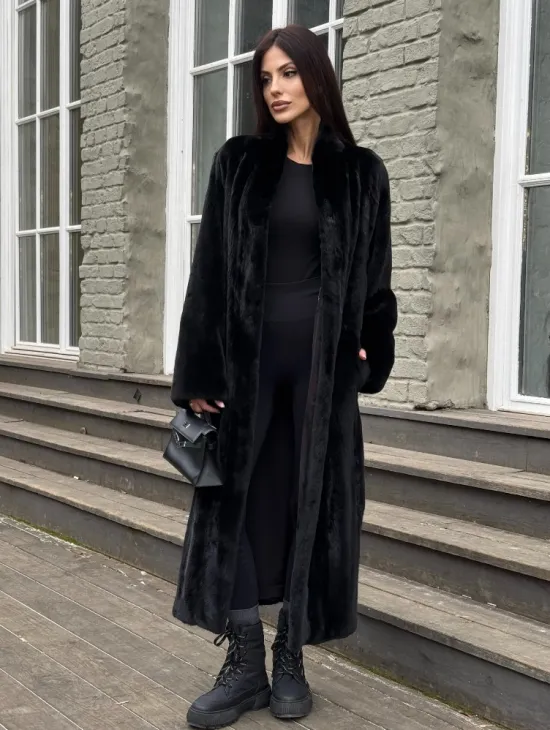 Шуба из аукционной норки «Premium fur» с внутренней резинкой на талии - фото 2