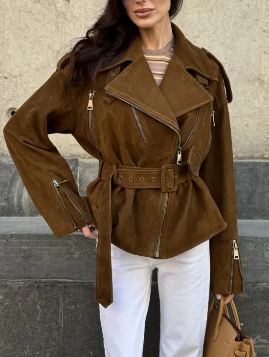 Косуха из натуральной замши под пояс 