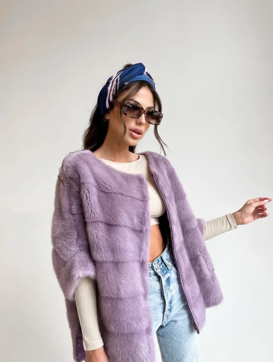 Свитер из меха норки в лавандовом оттенке - фото 0