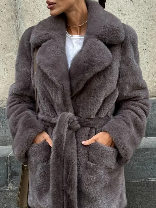 Норковая шуба лавандового цвета - VELVET - фото 4