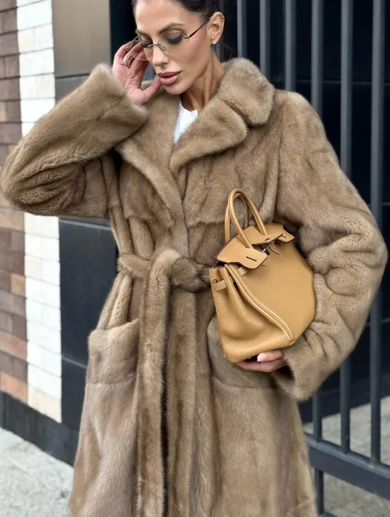 Женская длинная норковая шуба Pastel - фото 1