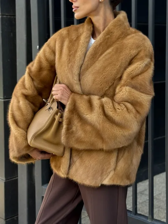 Норковый жакет Gold воротник V-образный - фото 2