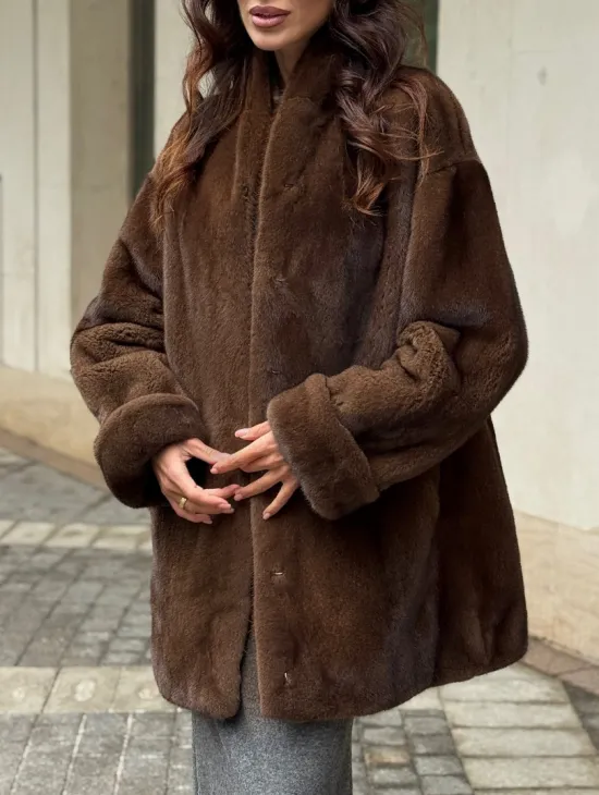 Коричневая шуба из норки - фото 2