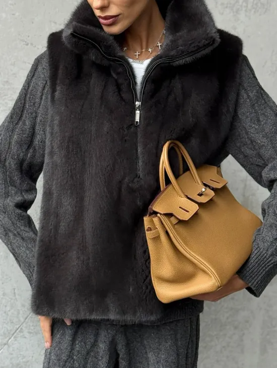 Меховая манишка из меха норки - фото 2