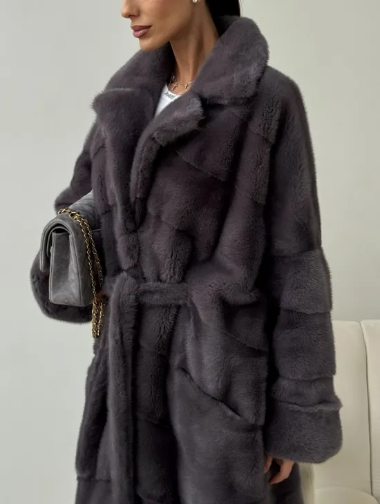 Норковая шуба - графит - фото 1