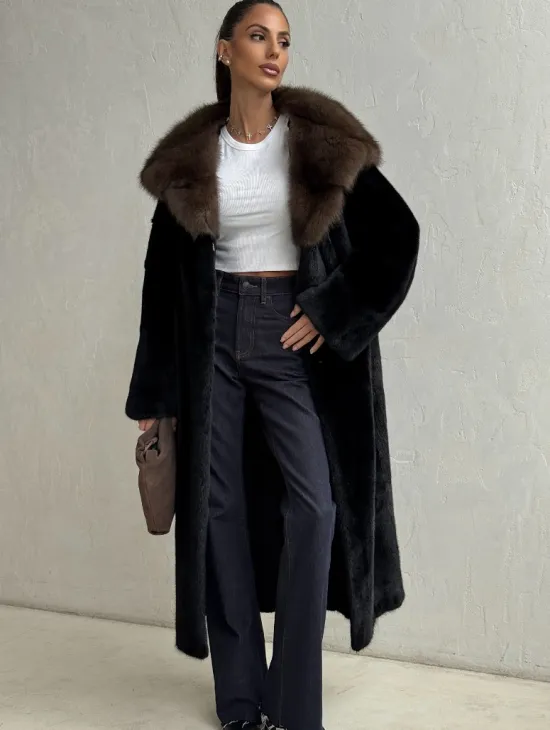 Норка кимоно BLACKGLAMA С капюшоном - фото 1