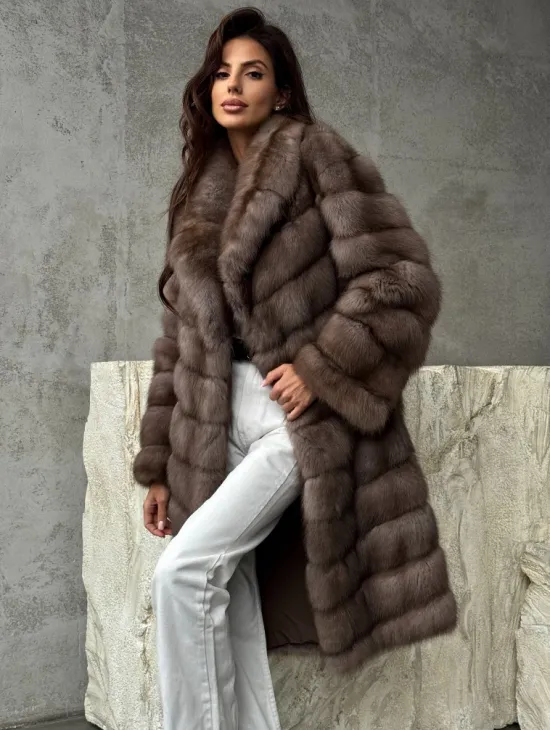 Шуба из куницы средней длины - фото 0