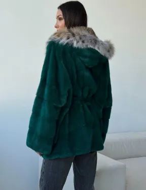 Норковая шуба с капюшоном из рыси - фото 5