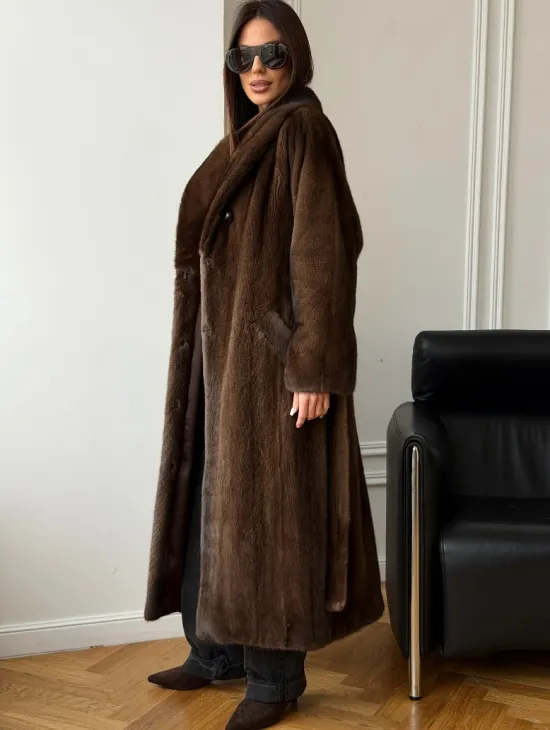 Норковое пальто - воротник шаль - фото 7