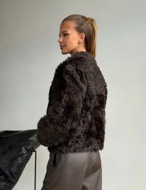 Дубленка кроп-топ из овчины калган - фото 10