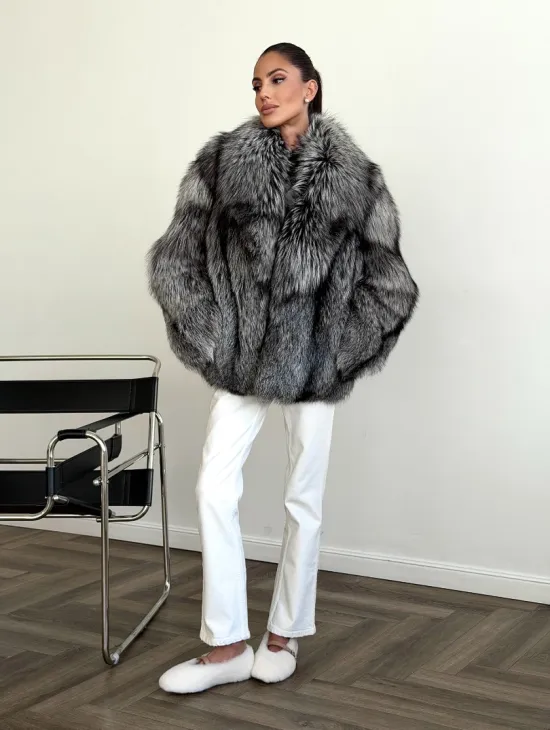 Шуба чернобурка - воротник шаль - фото 5