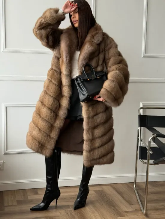 Шуба из куницы - английский воротник - фото 6