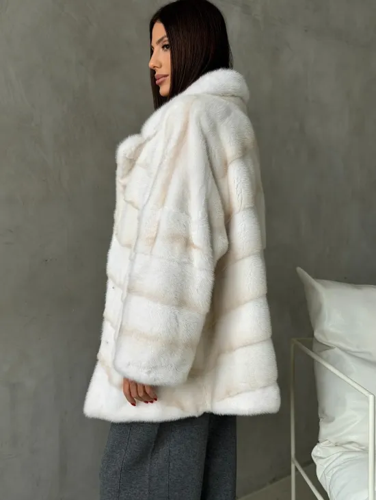 Полушубок норковый в цвете паломино - фото 5