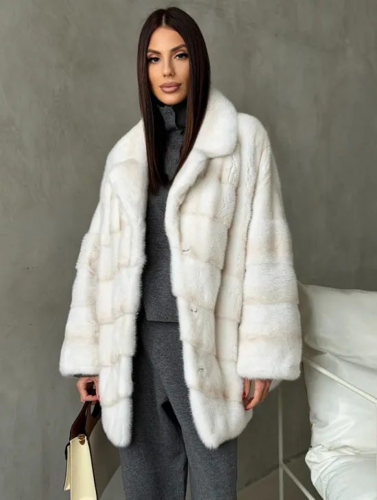 Полушубок норковый в цвете паломино - фото 0