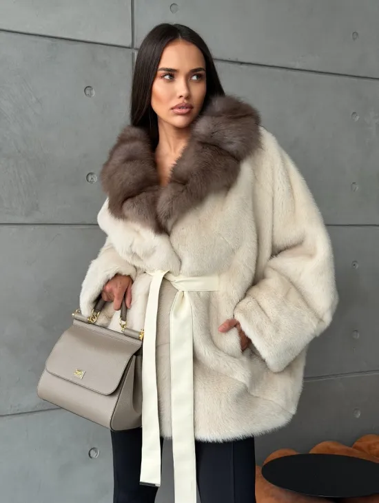 Норковая шуба - куртка с мехом куницы - фото 7