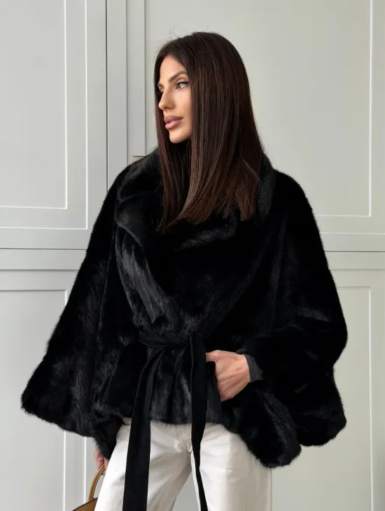 Черная норка летучая мышь - английский воротник - фото 9