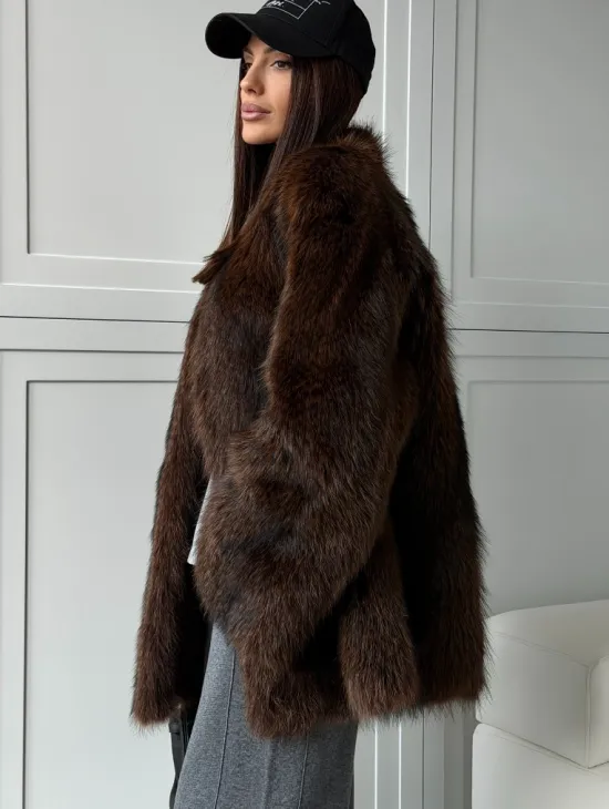 Жакет - полушубок из меха финского енота Saga - фото 3