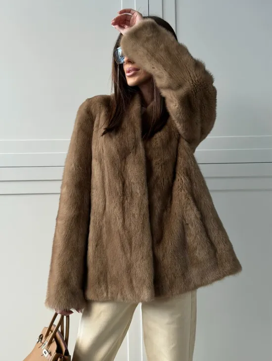 Женский норковый полушубок пастель - фото 11