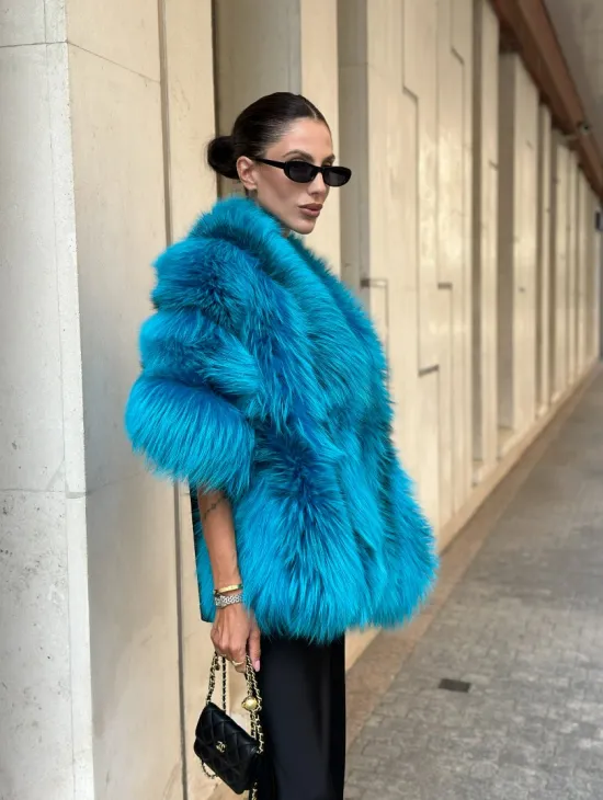 Накидка женская из меха чернобурки - Тиффани - фото 5