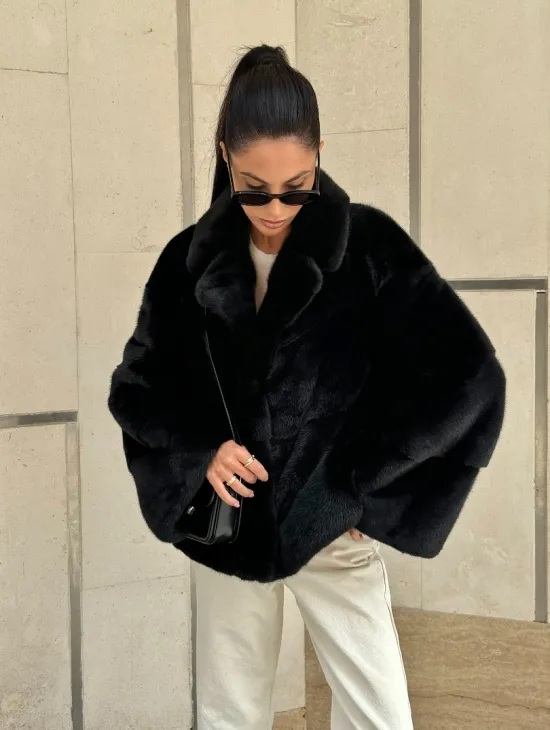 Полушубок из черной норки премиум аукциона - английский воротник - фото 6